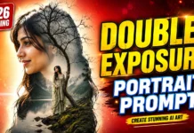 Double Exposure Portrait with Lake Landscape Promt | झील के नज़ारे के साथ डबल एक्सपोज़र पोर्ट्रेट का प्रॉम्प्ट